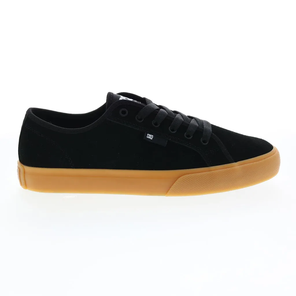 DC Black Suede Skate Sneakers for Men with Lace-Up Design