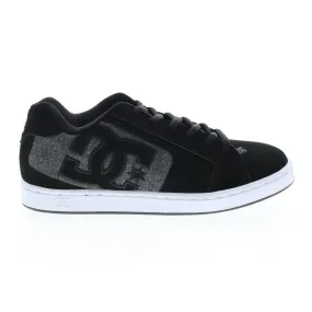 DC Net 302361-BKD Men's Black Nubuck Lace-Up Skate-Inspired Sneakers