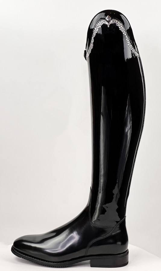 DeNiro Bellini black riding boots with Swarovski crystal decoration.