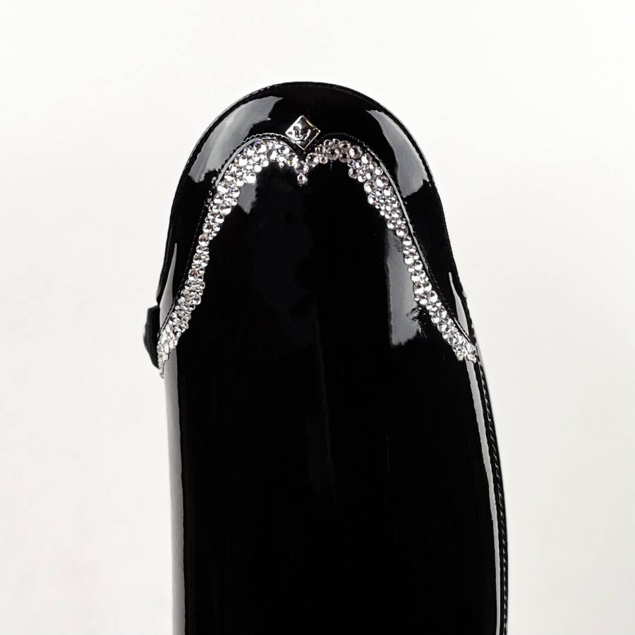 DeNiro Bellini black riding boots with Swarovski crystal decoration.