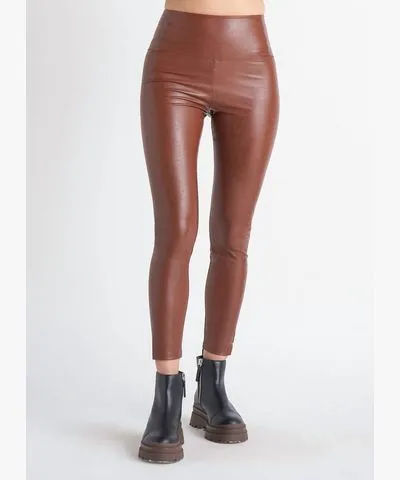 Dex High-Waisted Faux Leather Leggings in Dark Camel