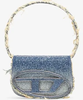 Diesel Women's H8457 1DR Iconic Crystal Embellished Denim Shoulder Bag