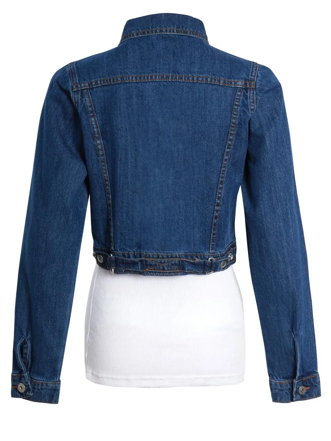 Mid Blue Distressed Cropped Denim Jacket, UK Sizes 8-16