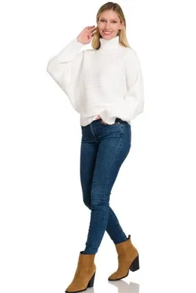 Dolman Sleeve Turtleneck Sweater in Viscose, 5 Colors - ZENANA