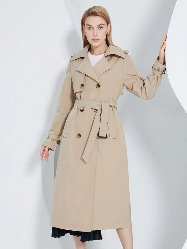 Double Breasted Trench Coat Women's Chic Outerwear Fall Spring Coat