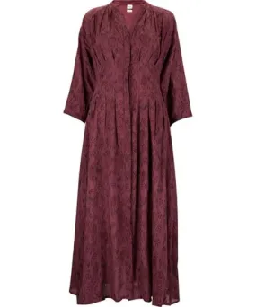 Red Berry Pleats Dress for Women by Em & Shi