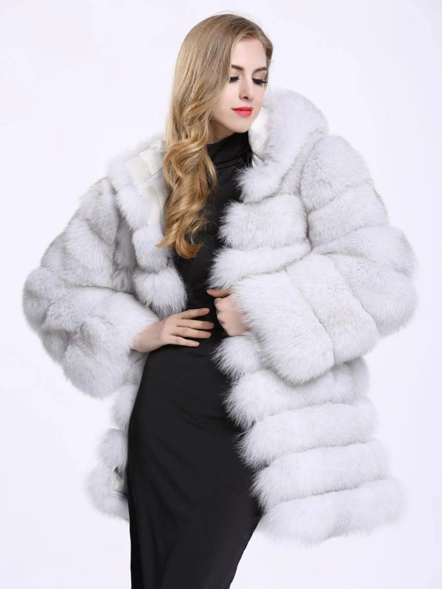 Faux Fur Hooded Coat Women's Winter Eco-friendly Warmth.