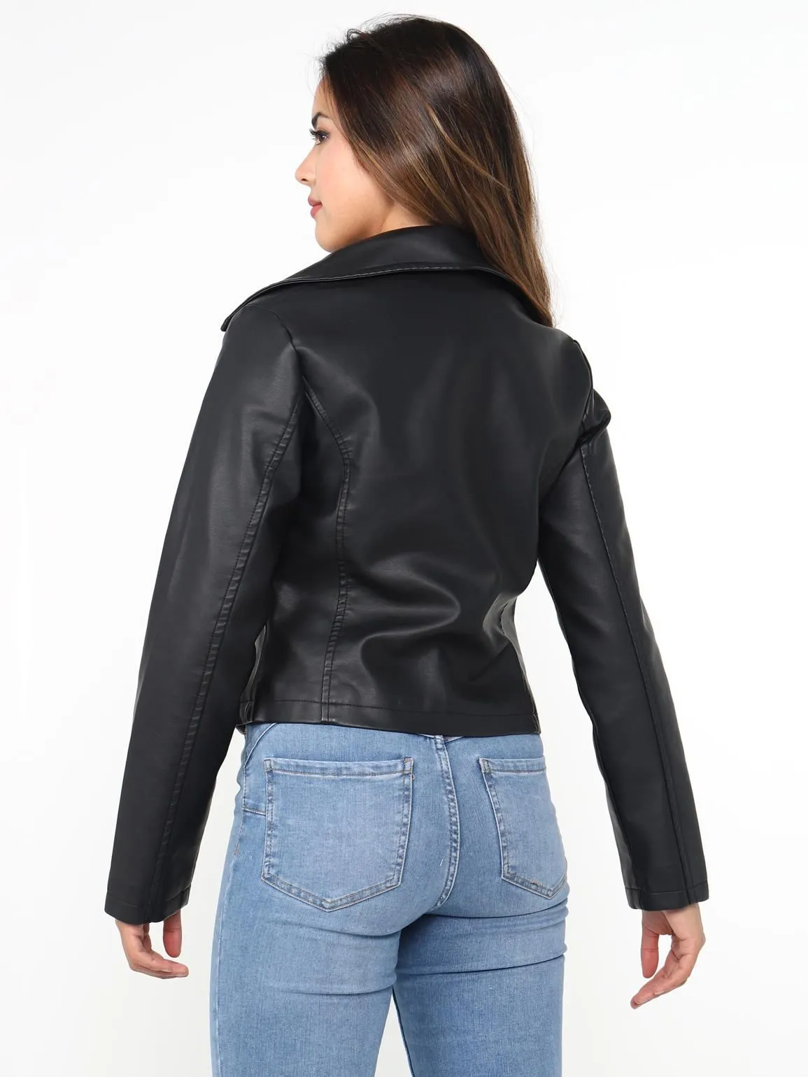 Faux Leather Biker Jacket UK Sizes 8 16