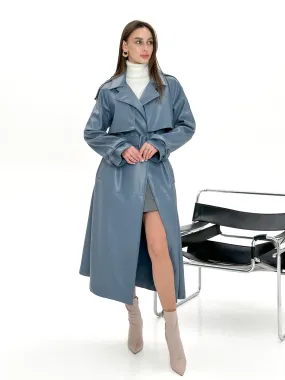 Faux Leather Trench Coat