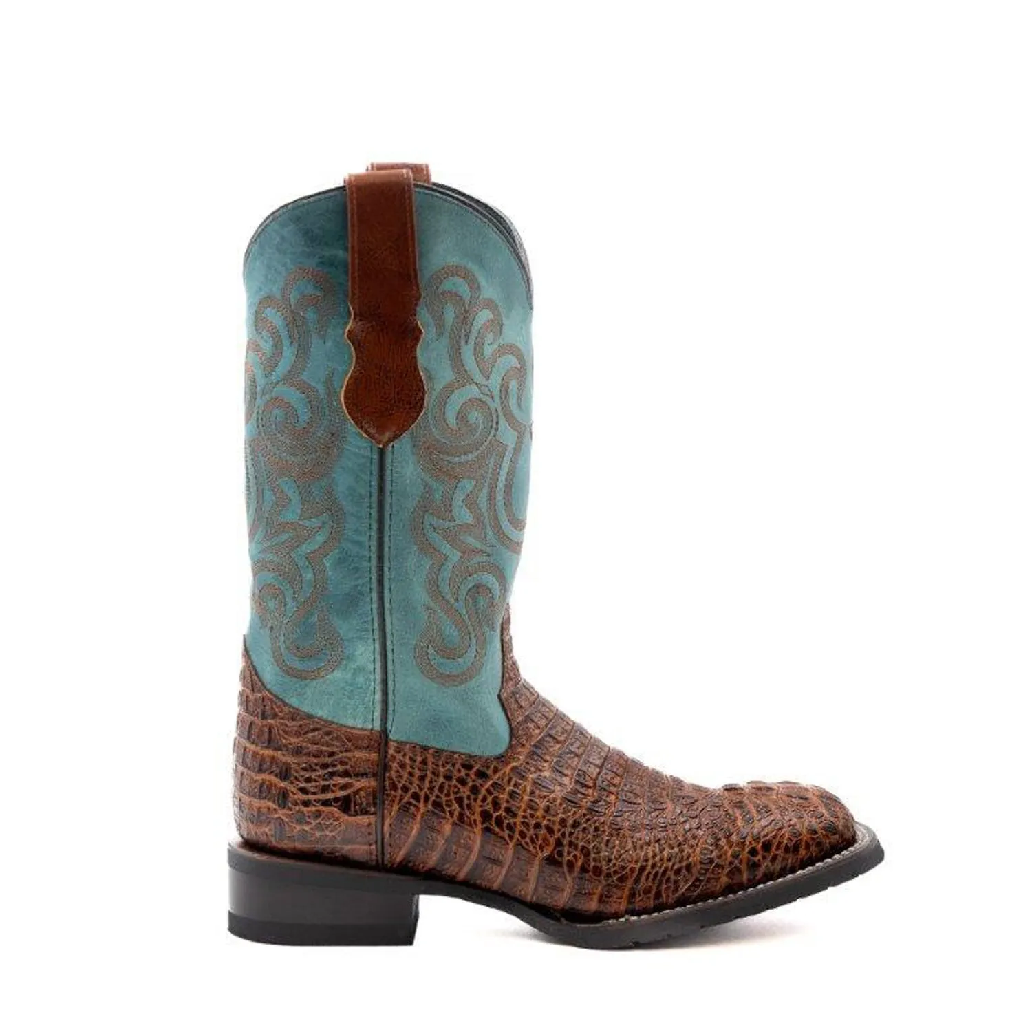 Ferrini Men's Stampede Cowboy Boots Rust Leather Caiman Sport S-Toe.