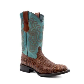 Ferrini Men's Stampede Cowboy Boots Rust Leather Caiman Sport S-Toe.