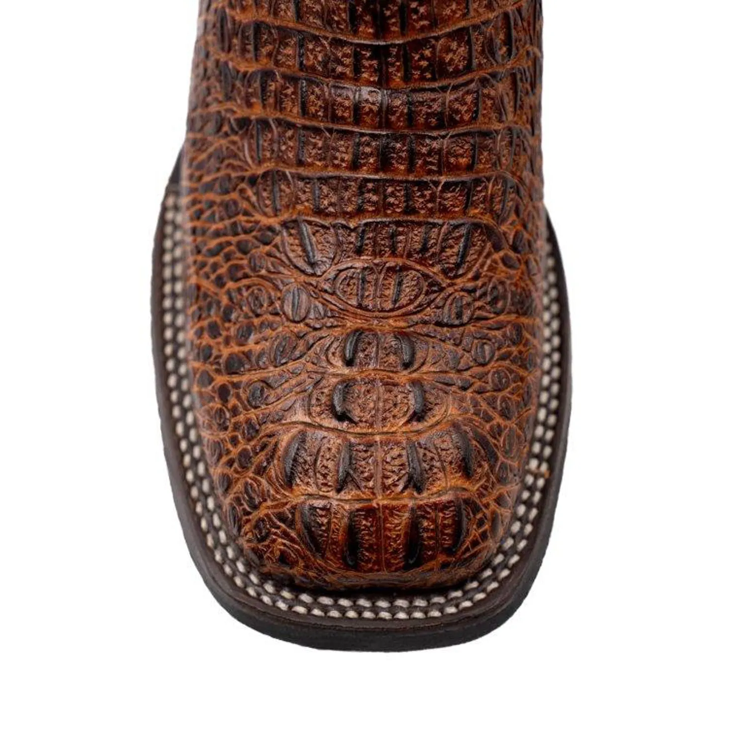 Ferrini Men's Stampede Cowboy Boots Rust Leather Caiman Sport S-Toe.