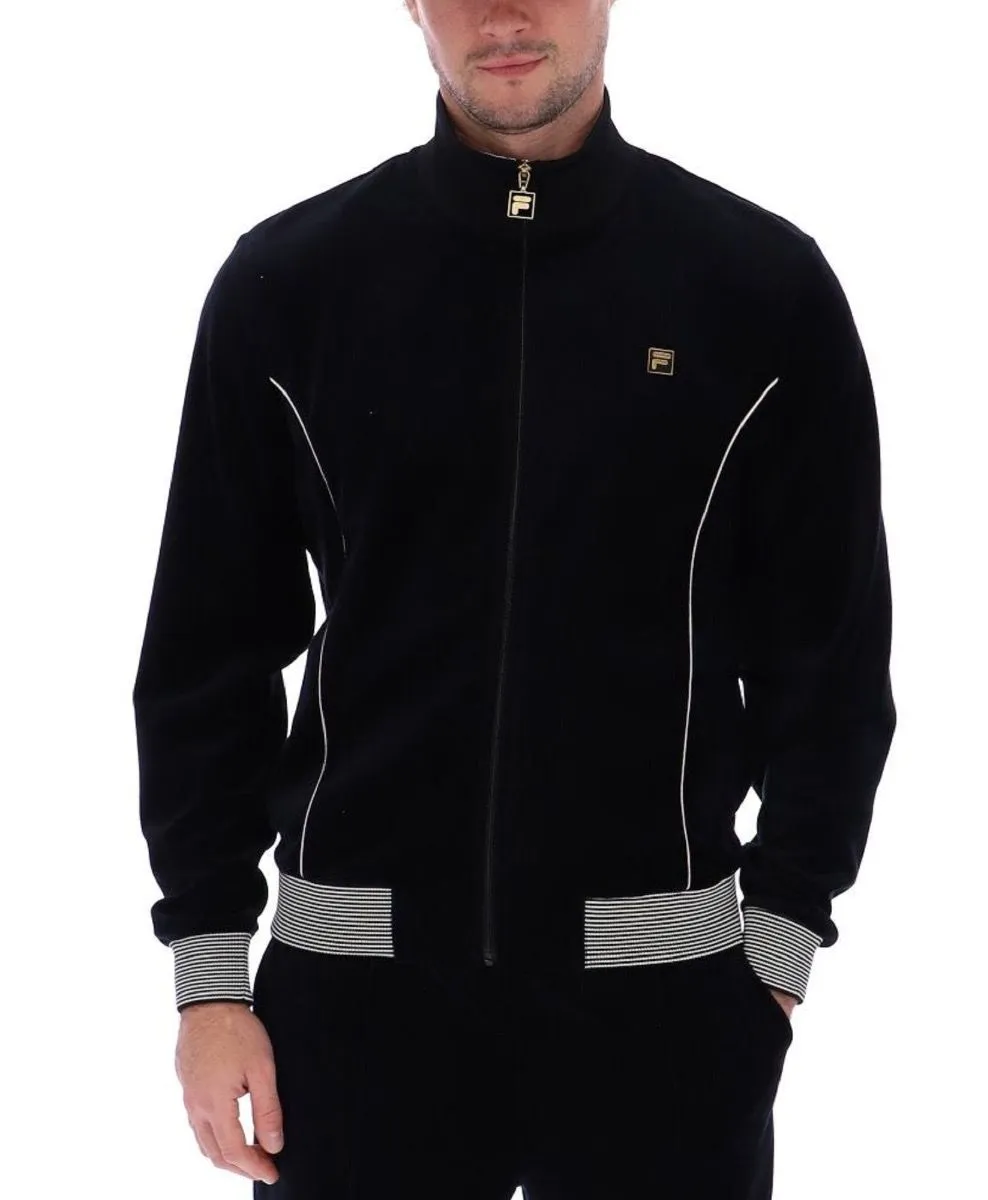 Fila Bosa Velour Track Jacket Black and White Cap