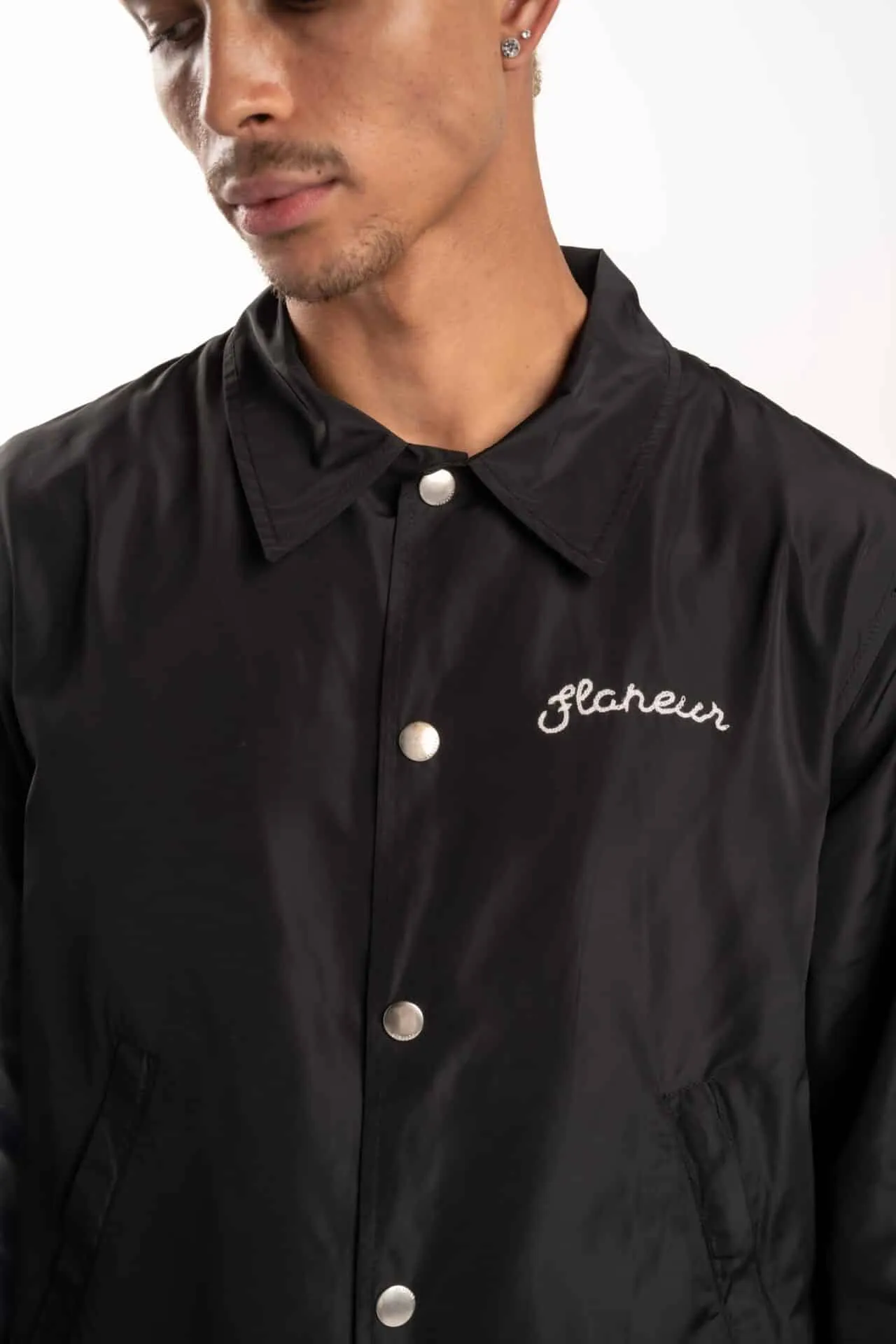 Flaneur Black Signature Coach Jacket - FNOS035