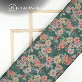 Floral Digital Print Chiffon Fabric - Castleton Green Bemberg