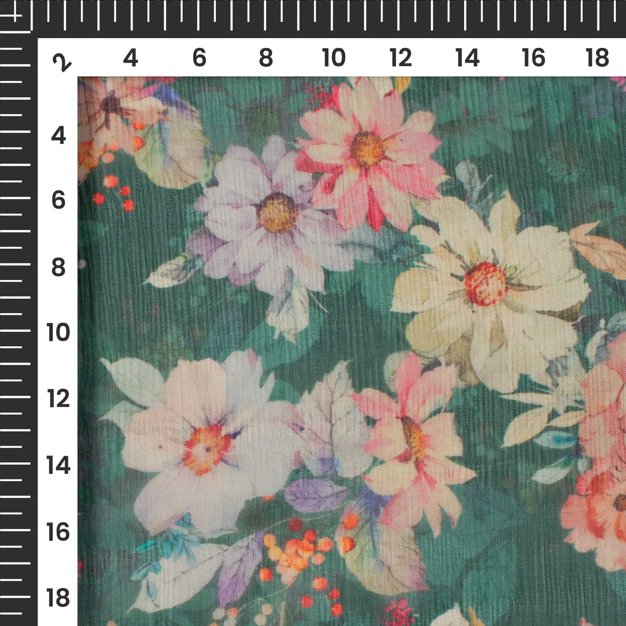 Floral Digital Print Chiffon Fabric - Castleton Green Bemberg