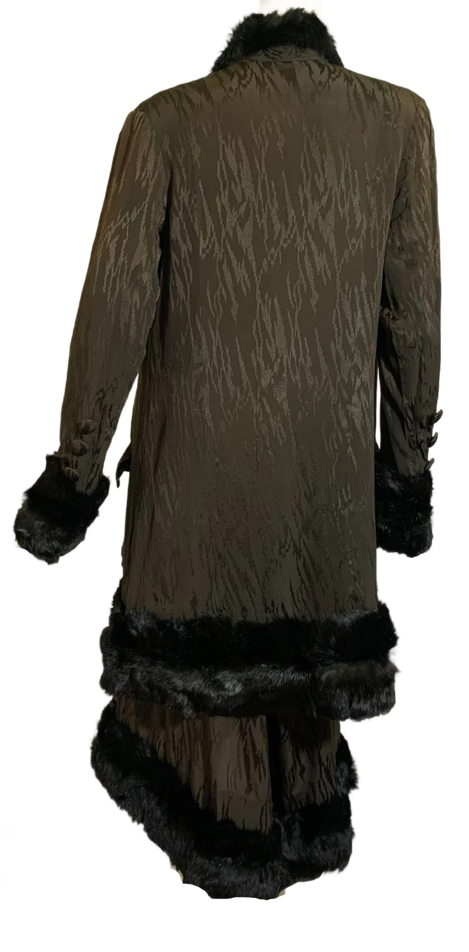 Fur Trim Silk Jacket and Skirt Set in Deep Brown - 1910s Fashion