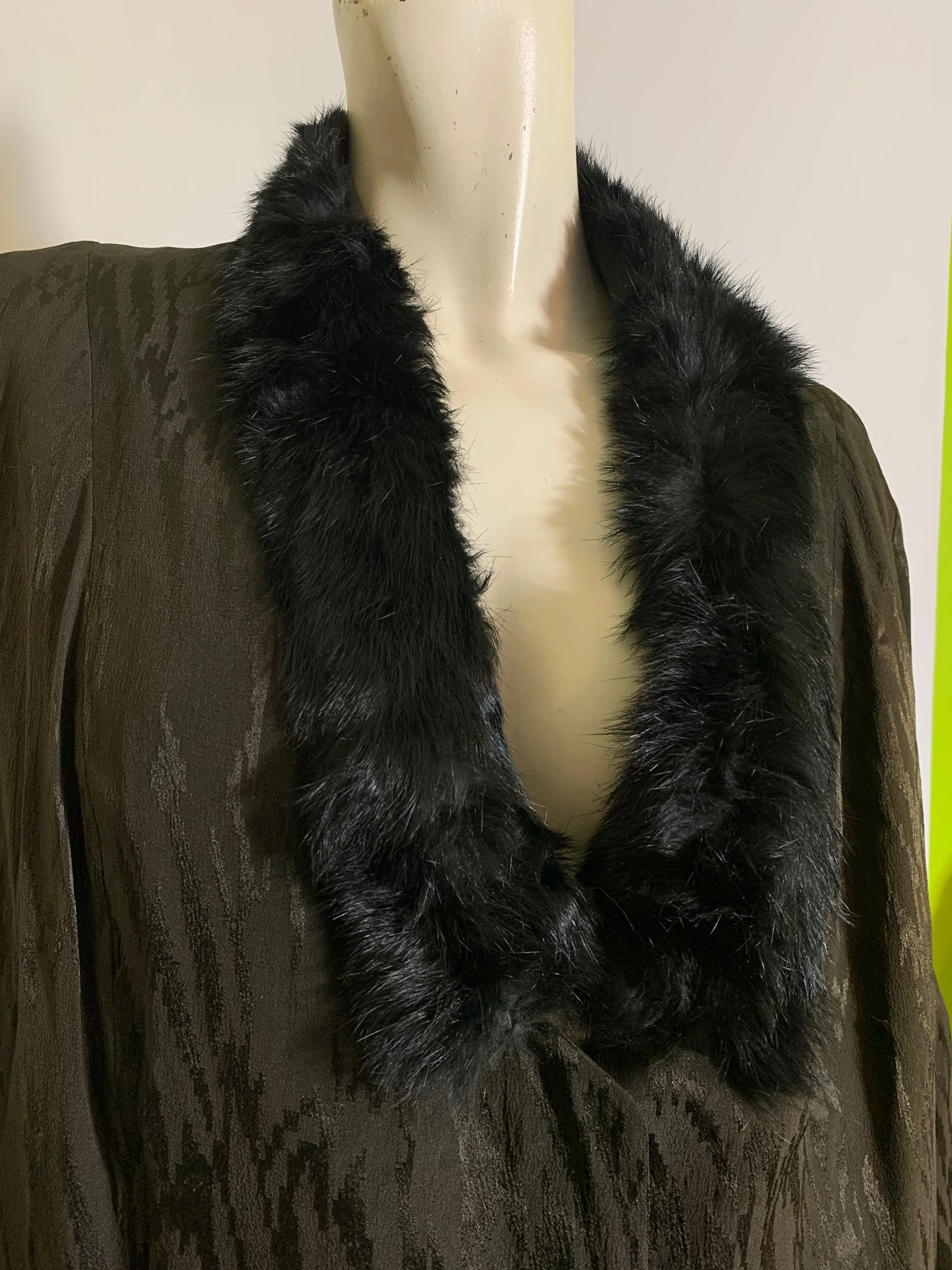 Fur Trim Silk Jacket and Skirt Set in Deep Brown - 1910s Fashion