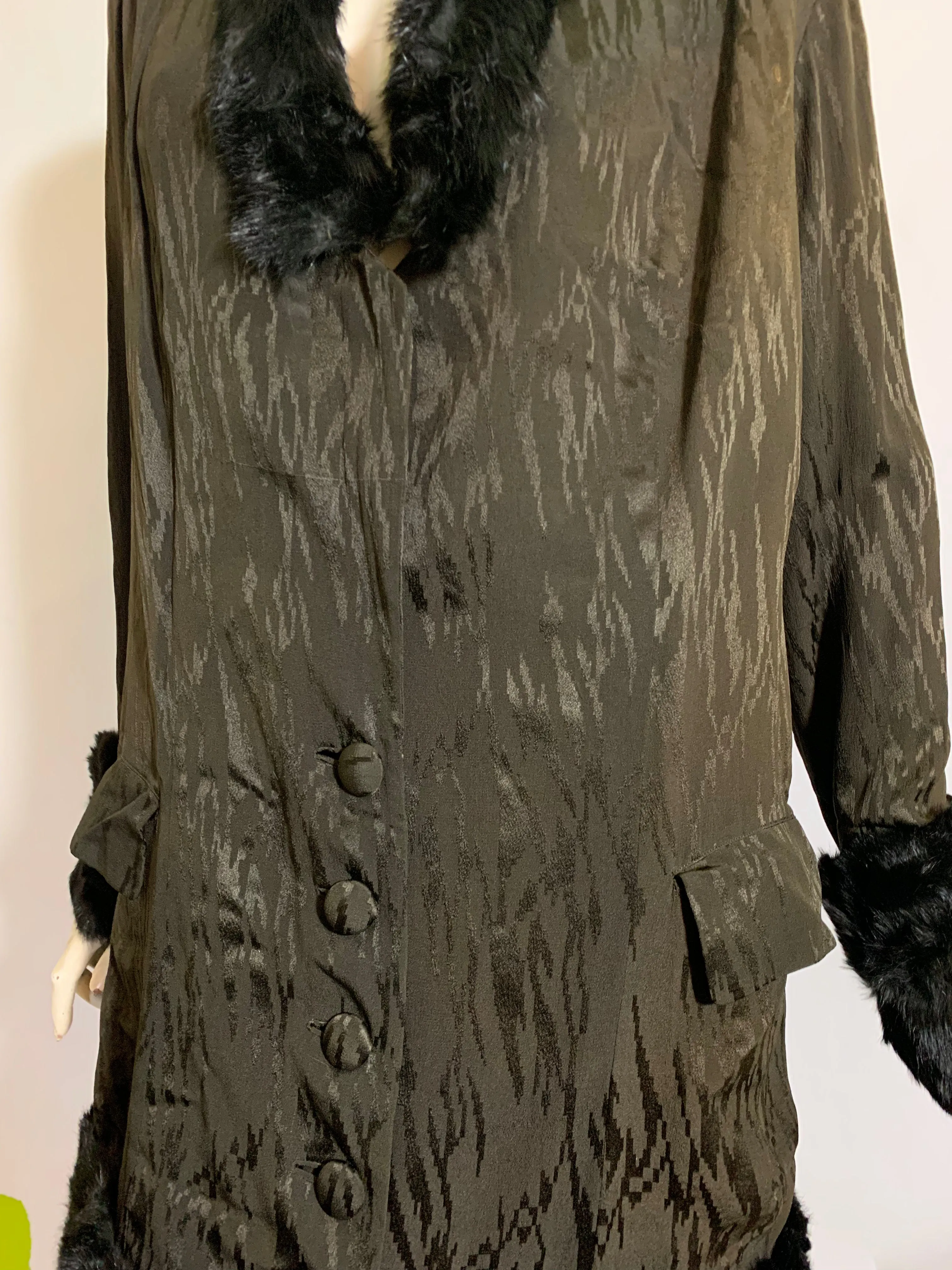 Fur Trim Silk Jacket and Skirt Set in Deep Brown - 1910s Fashion