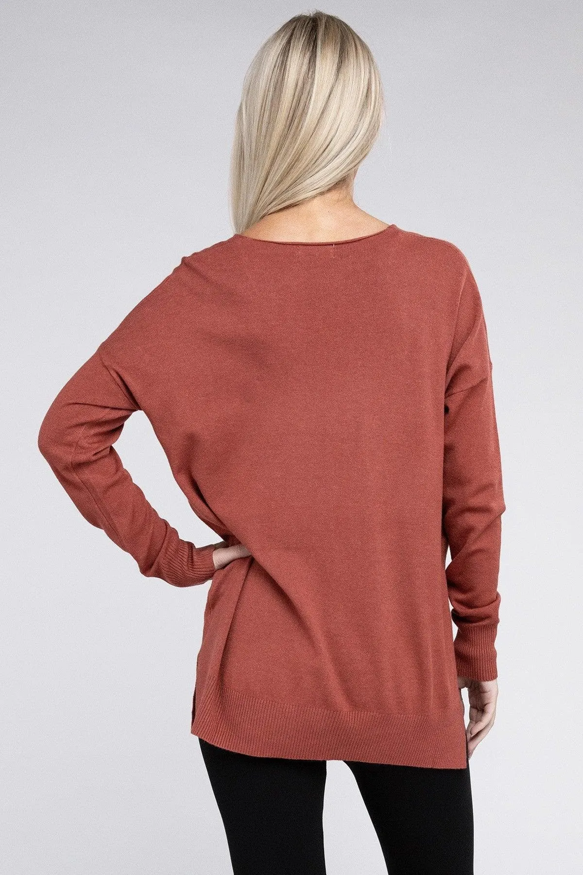 Garment Dyed Front Seam Sweater.