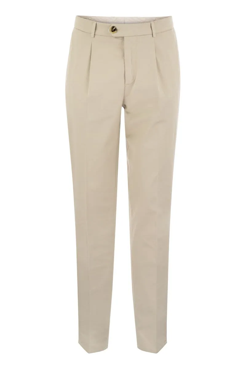 Garment-Dyed Leisure Fit Trousers American Pima Comfort Cotton Pleats