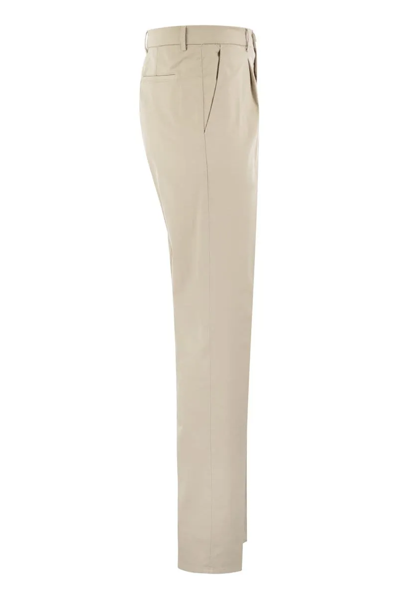 Garment-Dyed Leisure Fit Trousers American Pima Comfort Cotton Pleats