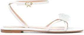 Gianvito Rossi Embellished Leather Flat Sandals in White