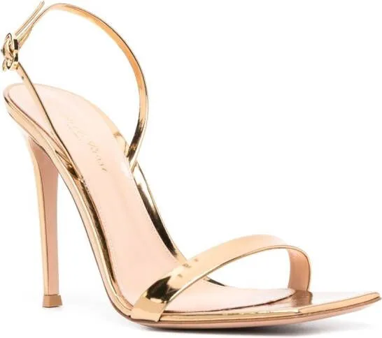 Gianvito Rossi Ribbon 105mm Stiletto Sandals in Gold