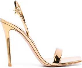 Gianvito Rossi Ribbon 105mm Stiletto Sandals in Gold