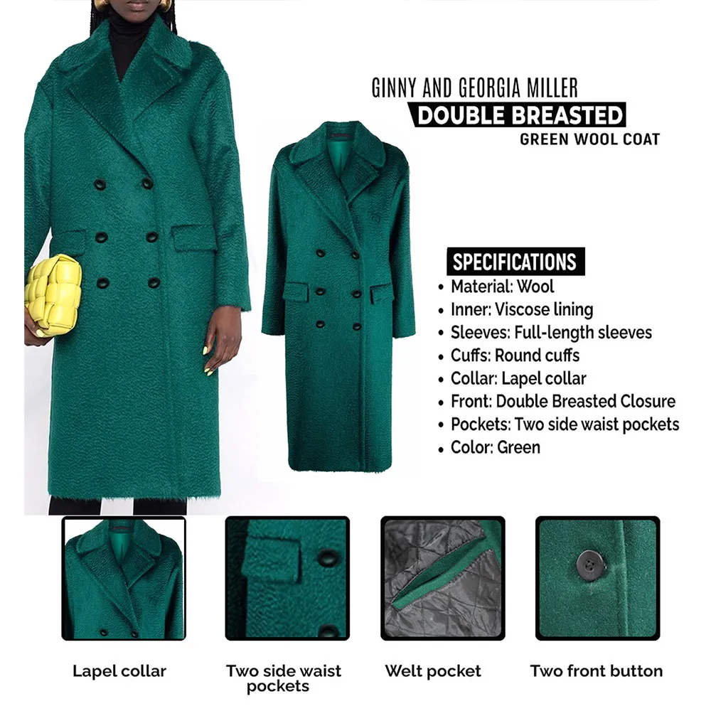 Brianne Howey Green Coat from Ginny & Georgia