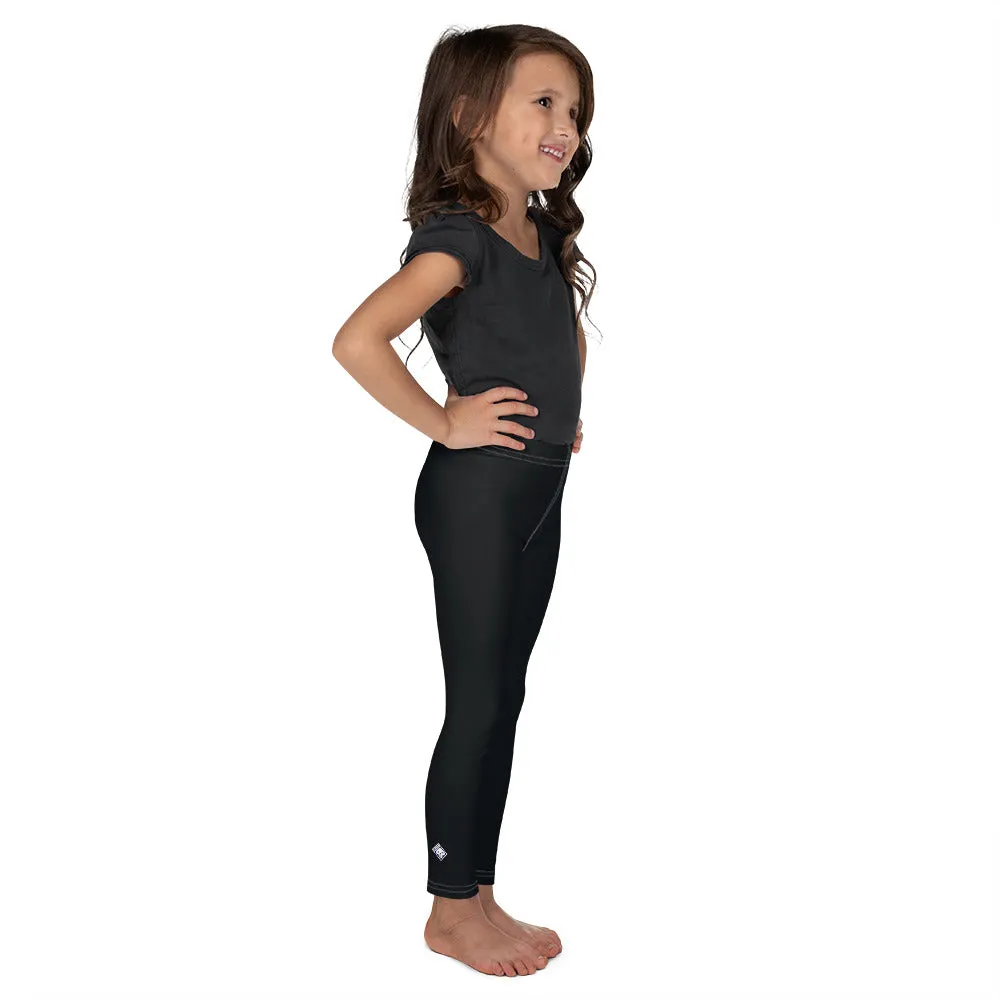 Girls' Black Workout Leggings for Active Kids - Solid Noir Shades