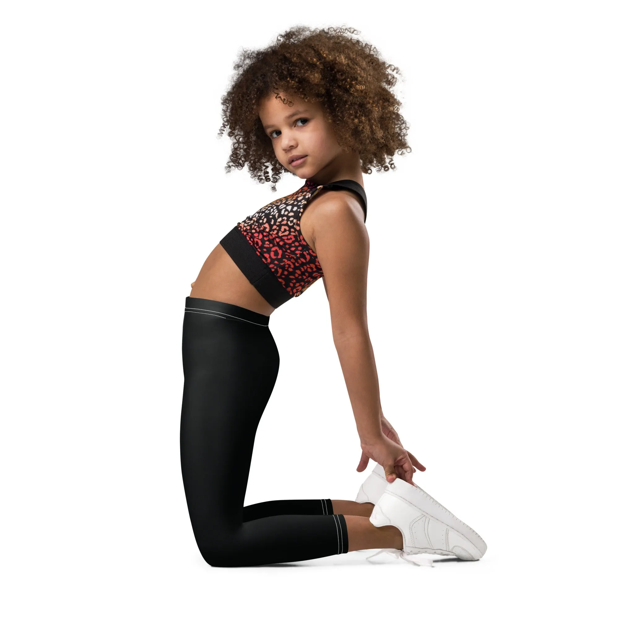 Girls' Black Workout Leggings for Active Kids - Solid Noir Shades