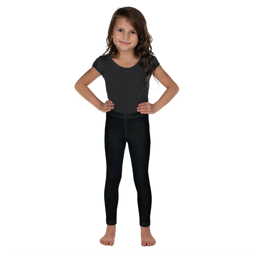 Girls' Black Workout Leggings for Active Kids - Solid Noir Shades