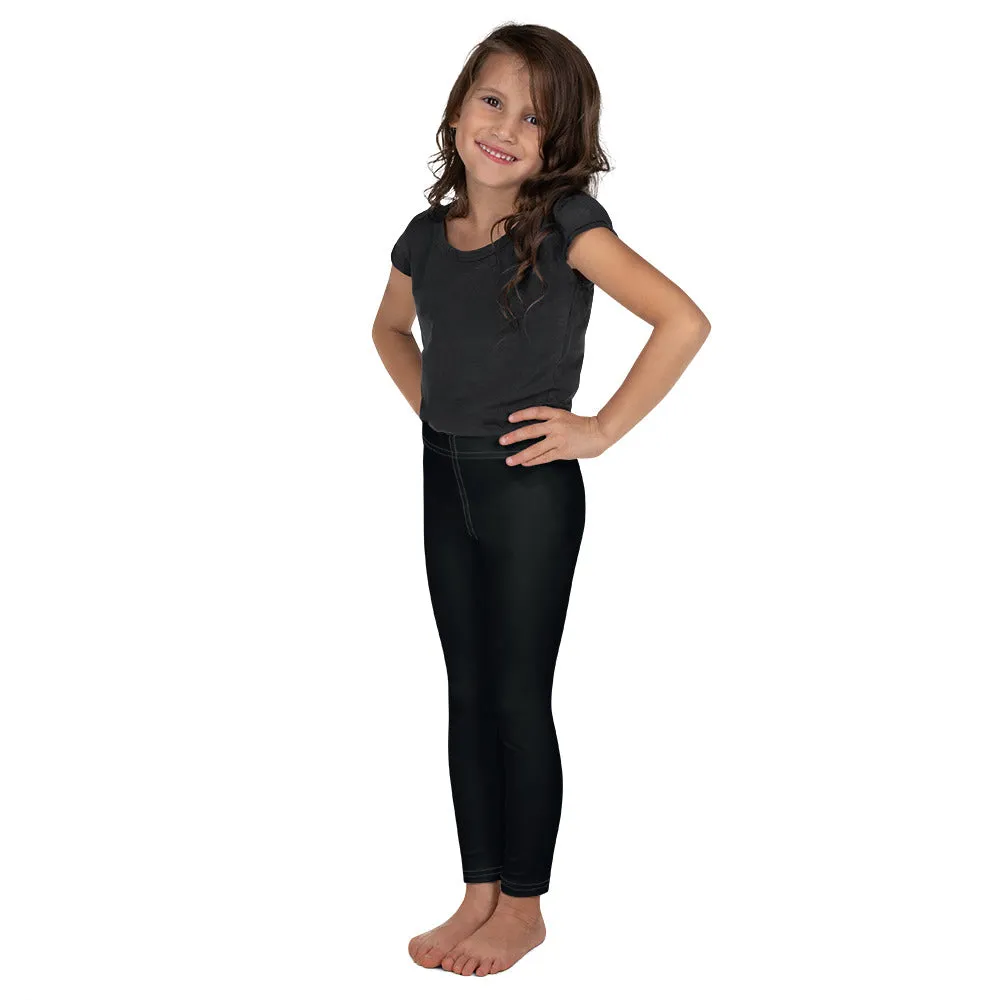 Girls' Black Workout Leggings for Active Kids - Solid Noir Shades