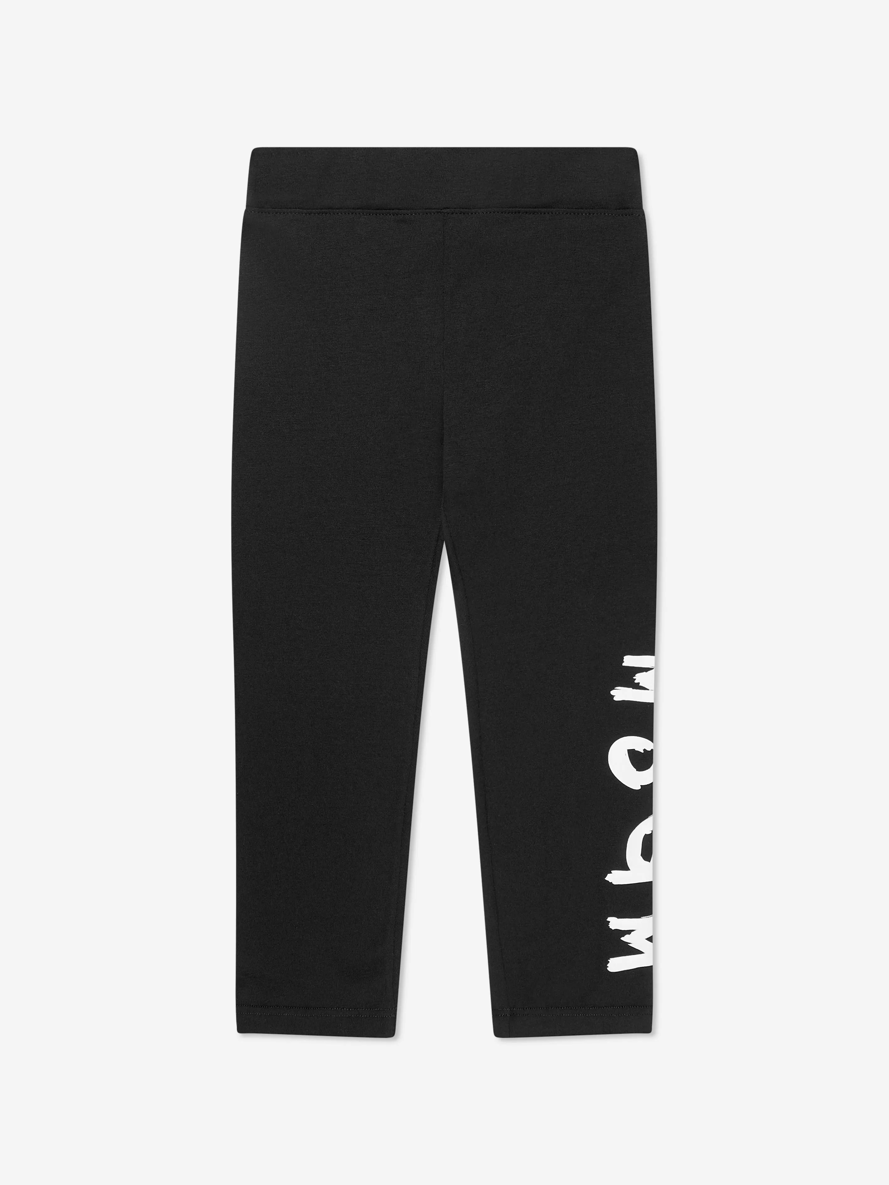 Girls Logo Leggings in Black by MSGM