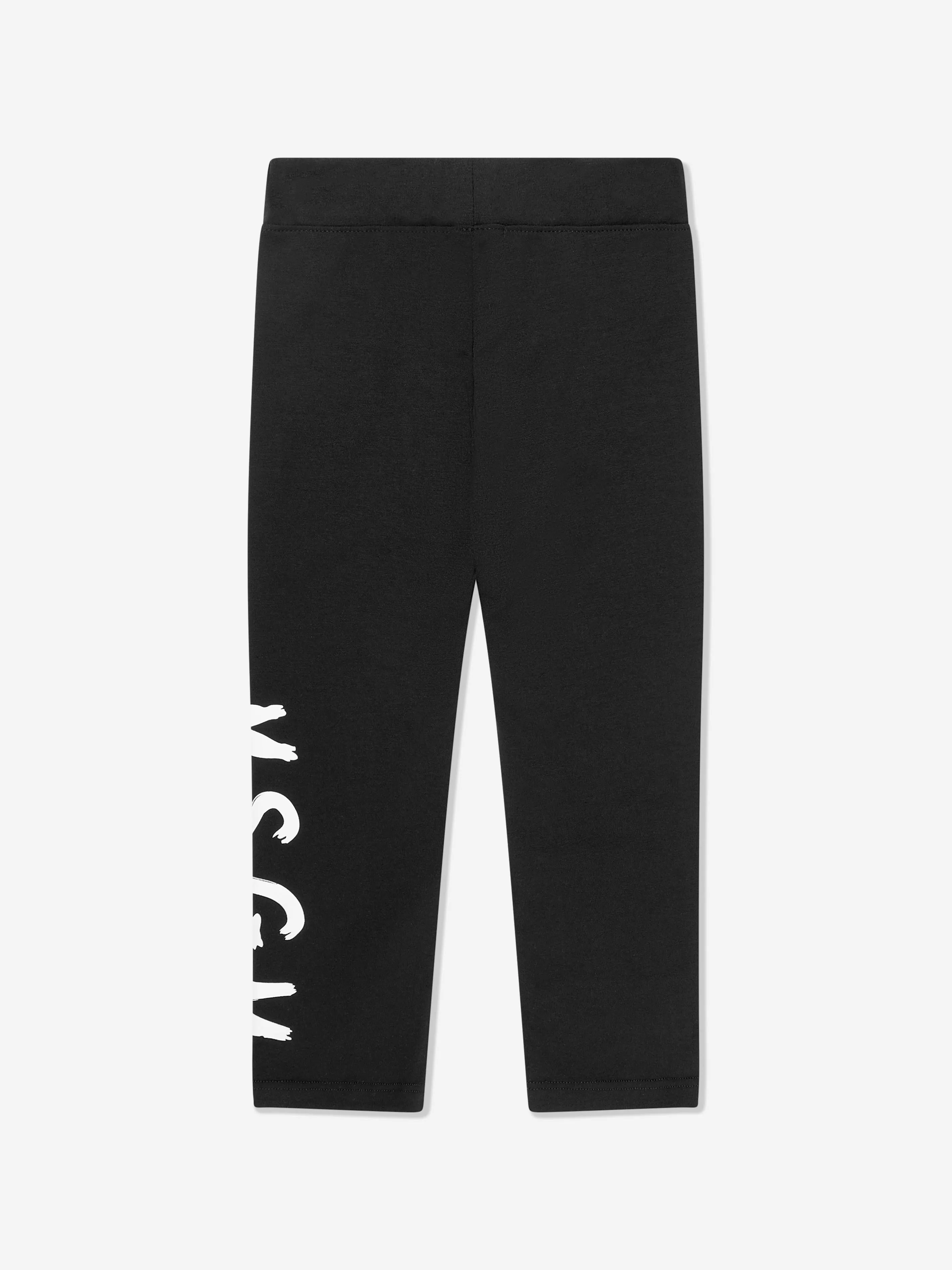 Girls Logo Leggings in Black by MSGM