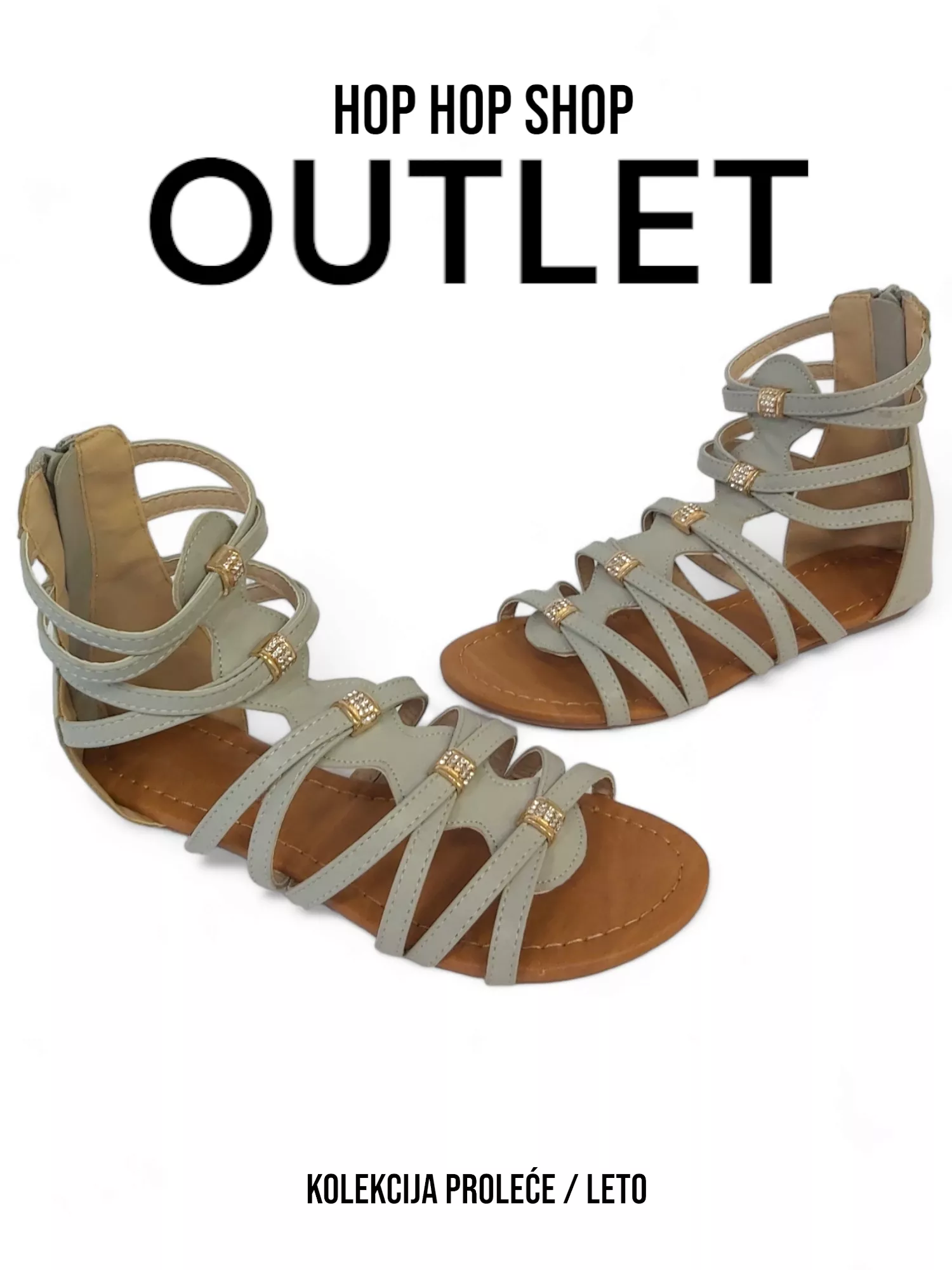 Grey women's sandals LS73401.