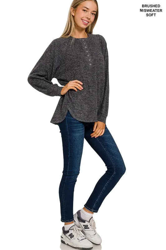 HENLEY SWEATER in HACCI KNIT