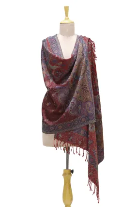 Indian Viscose Shawl with Paisley and Floral Design