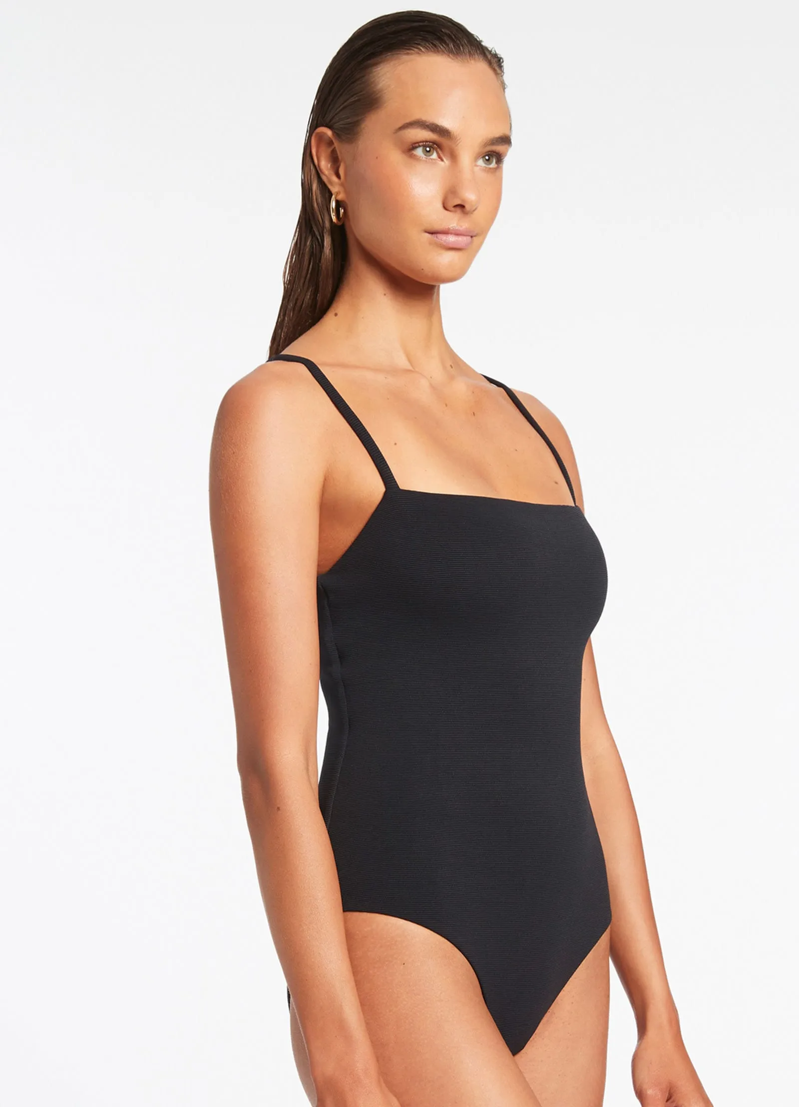 Isla Rib Black One Piece Swimsuit