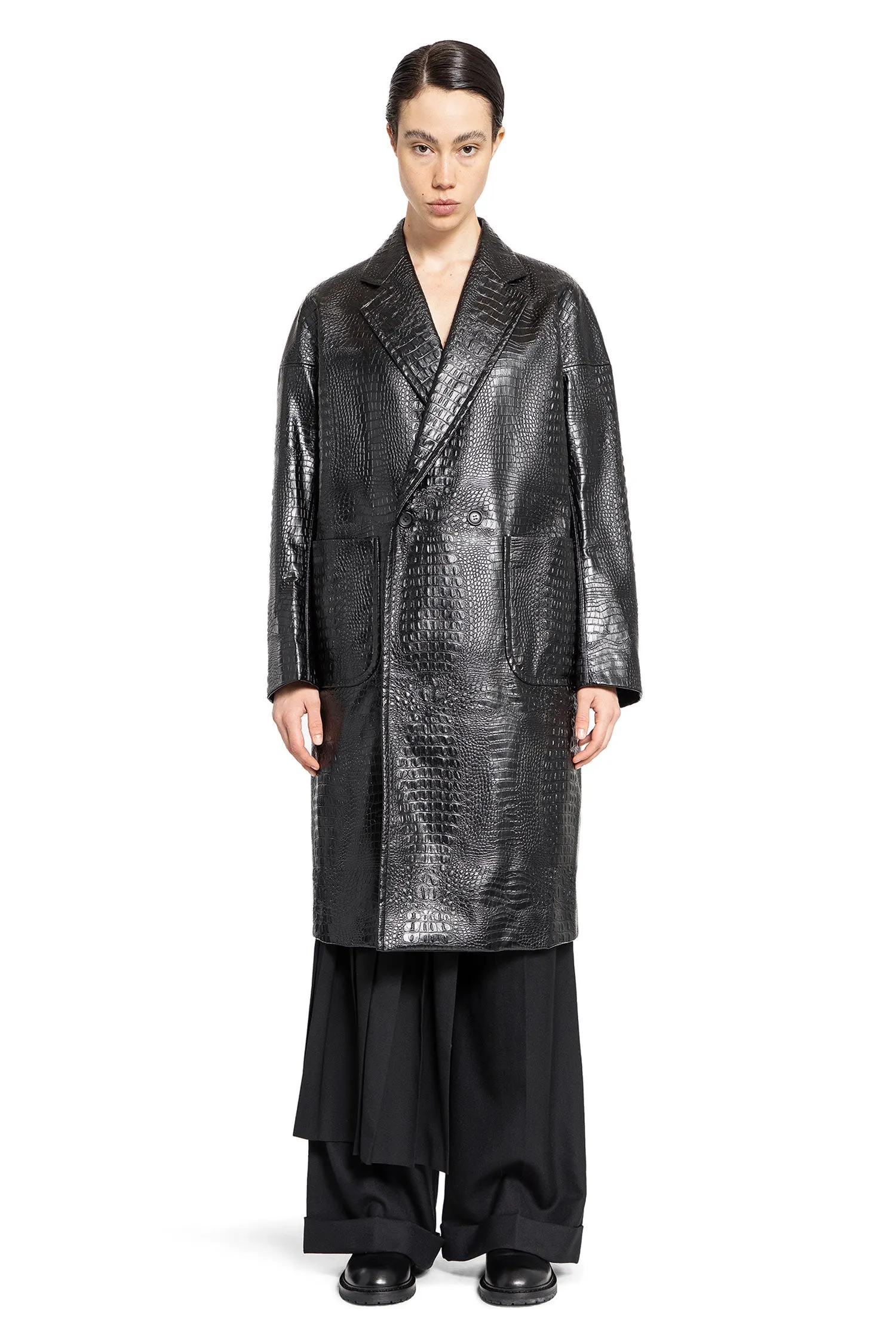 junya watanabe crocodile embossed faux leather coat