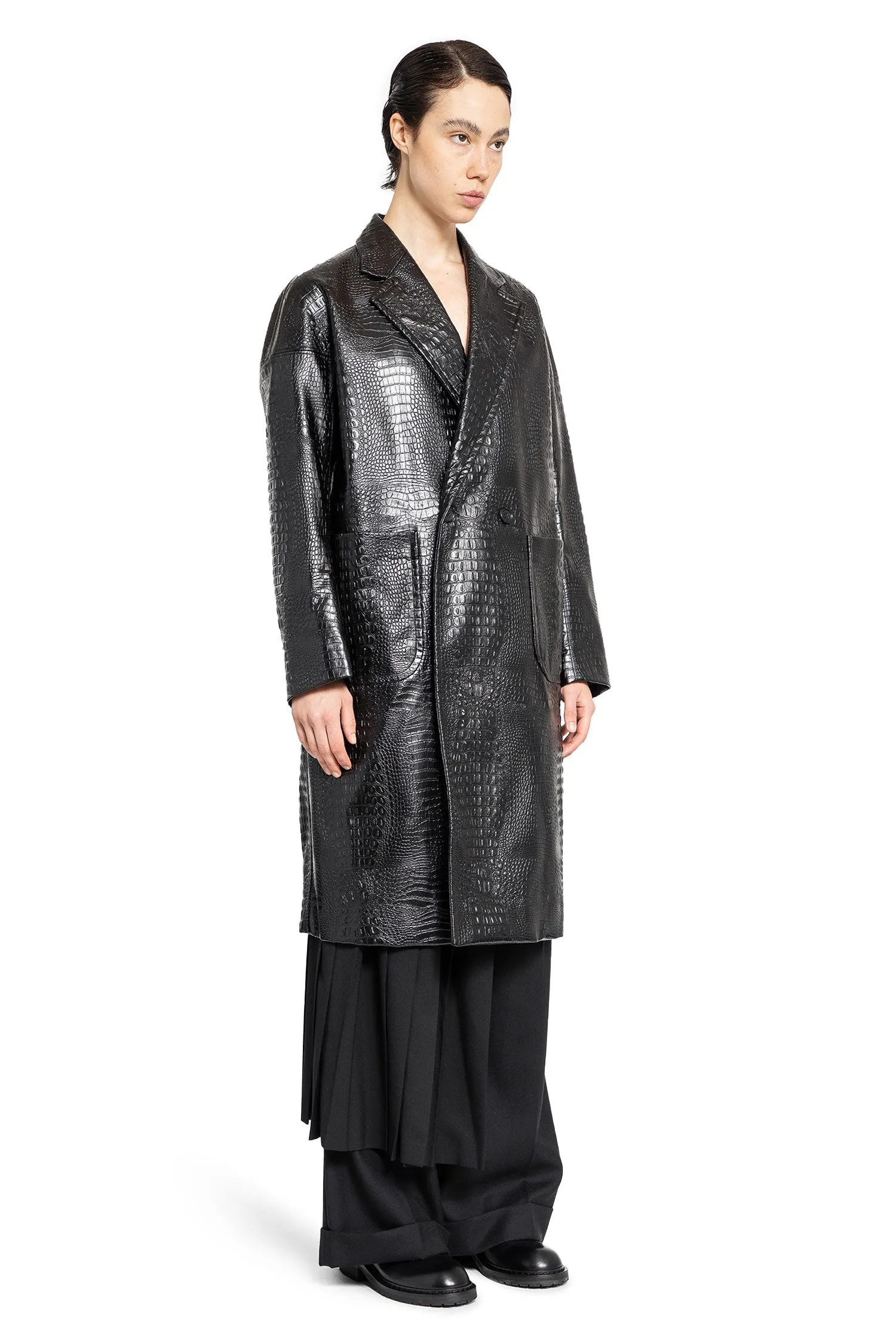 junya watanabe crocodile embossed faux leather coat