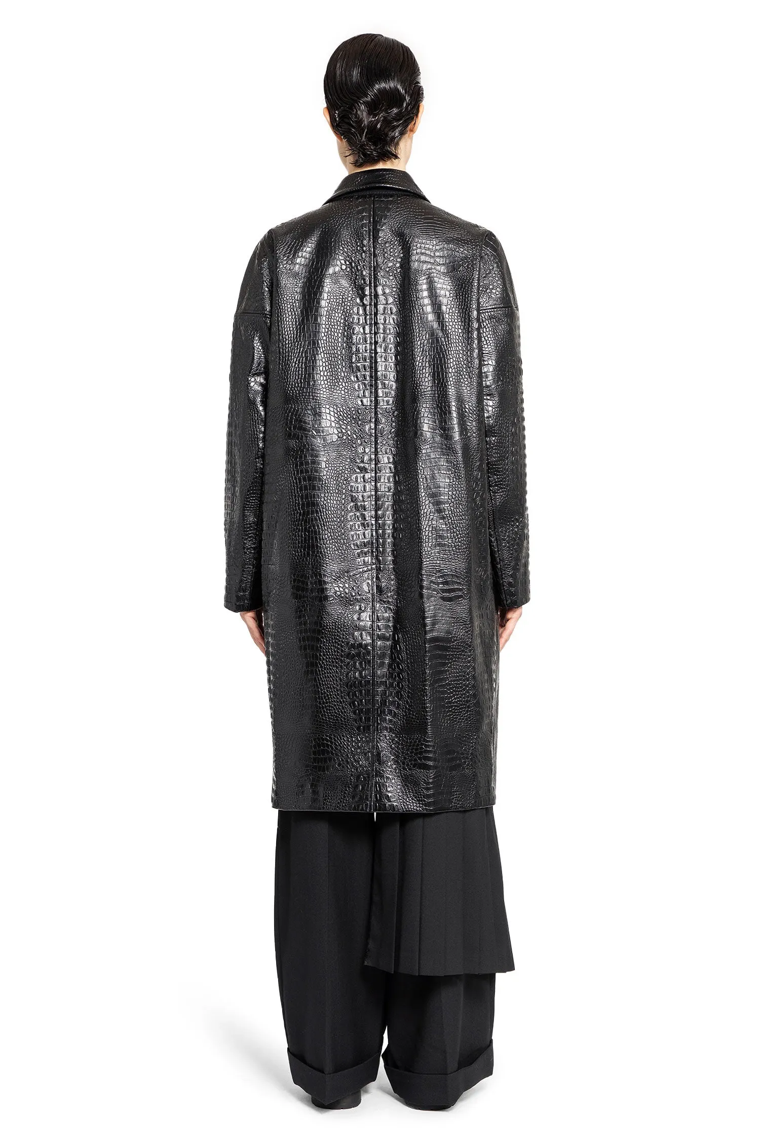 junya watanabe crocodile embossed faux leather coat