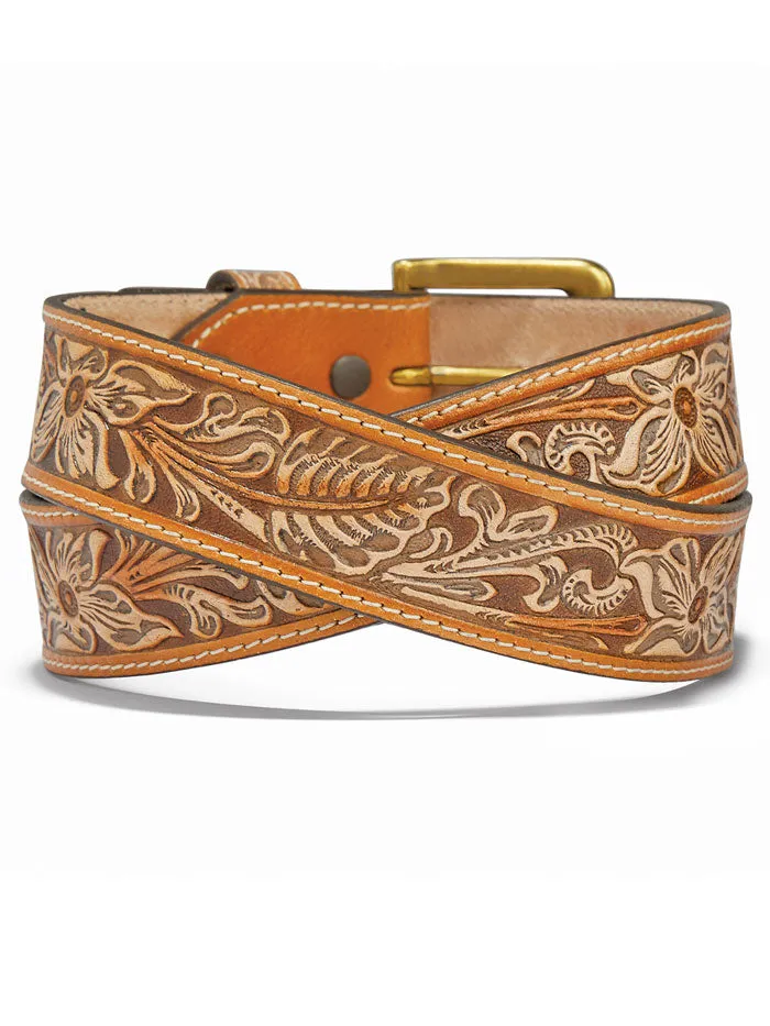 Justin Natural Floral Belt Tan