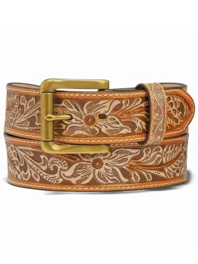 Justin Natural Floral Belt Tan