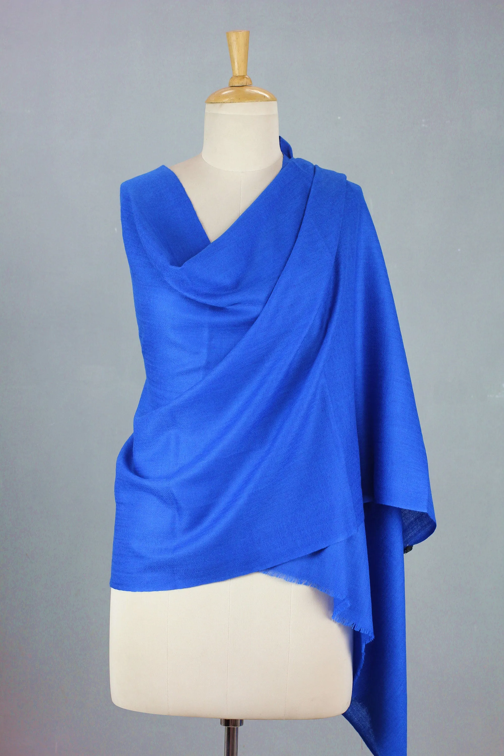 Kashmiri Blue Diamond Wool Shawl Handmade in India