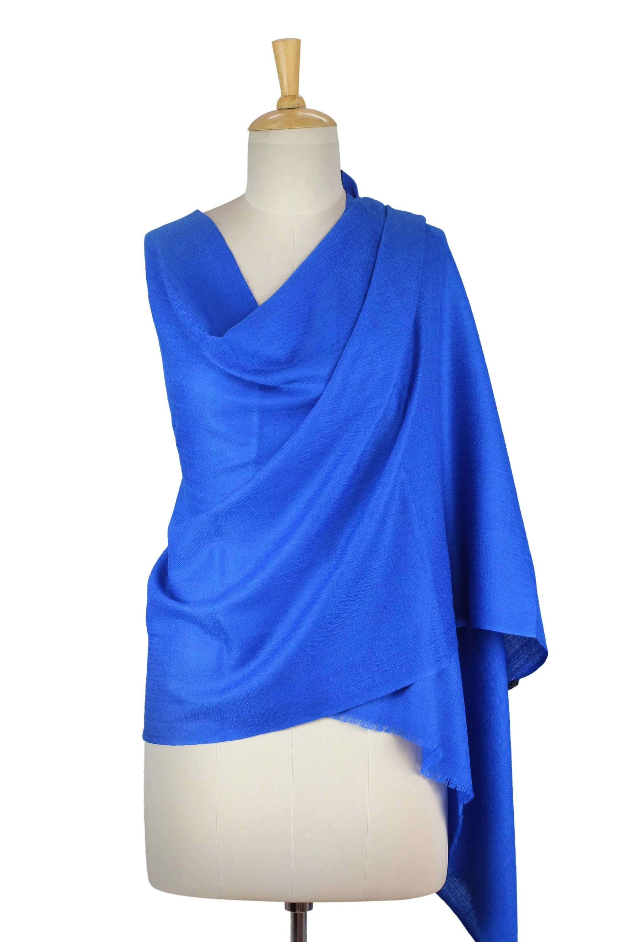 Kashmiri Blue Diamond Wool Shawl Handmade in India