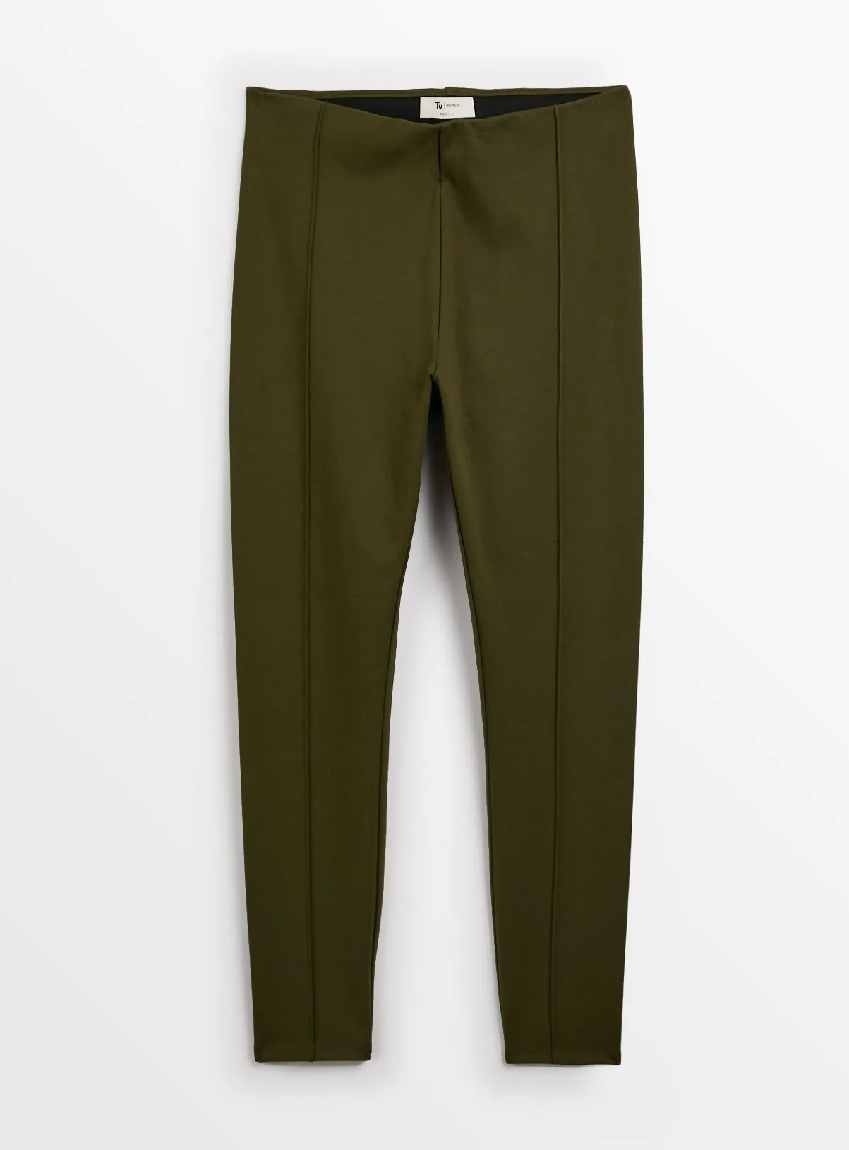 Khaki Smart Ponte Pintuck Leggings in Size 18S - Tu website.