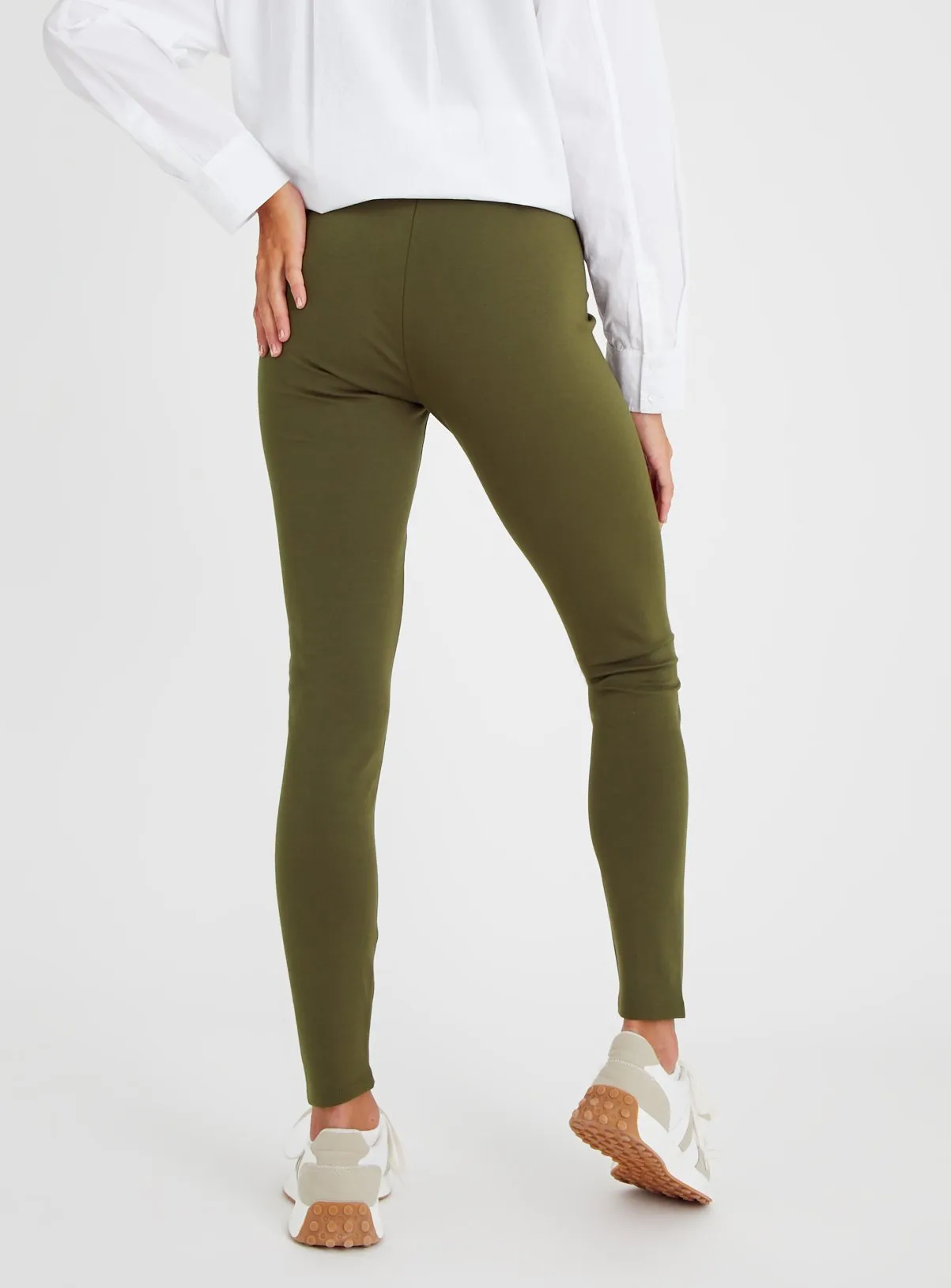 Khaki Smart Ponte Pintuck Leggings in Size 18S - Tu website.