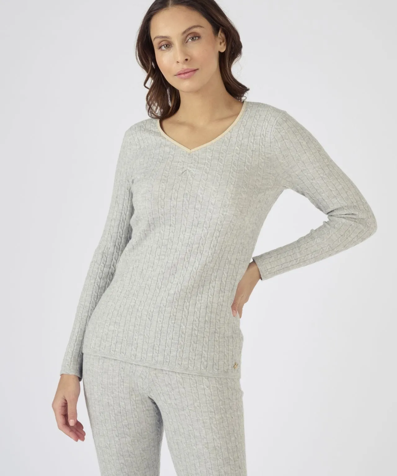 Knit Sweater with Thermal Cable Design